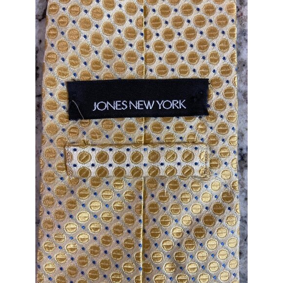 Jones New York 100% Silk Mens Neck Tie Gold Circle Career Dad Gift - Picture 6 of 6